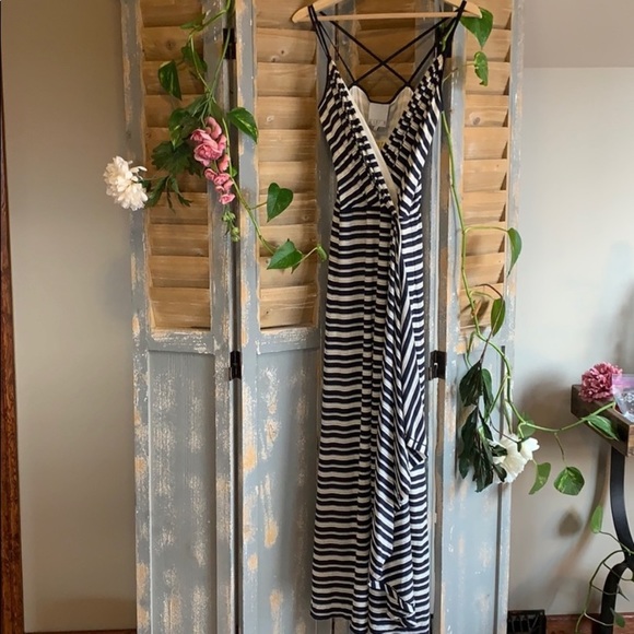 Addison navy and white striped wrap maxi - Picture 2 of 7